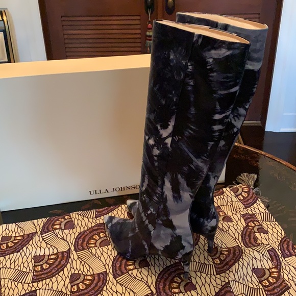 3X HOST PIC ULLA JOHNSON LAMB LEATHER TIE DYE DEVERA BOOT IN INDIGO SIZE 8.5 - Picture 4 of 10